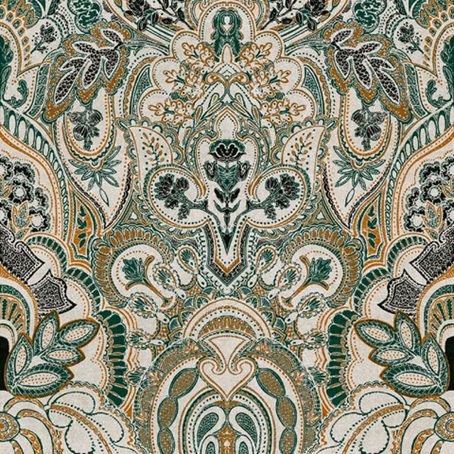 Damask Dangereuse Gin Bottle Green fabric