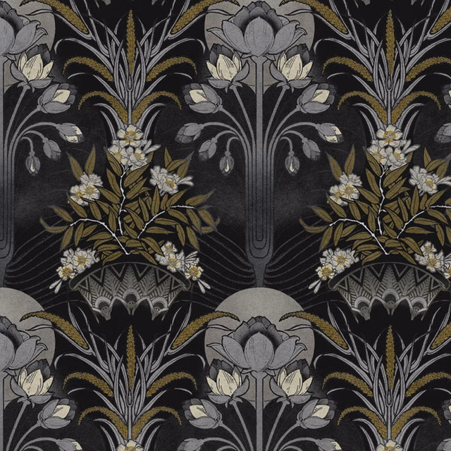 Gin on the Nile Anthracite fabric