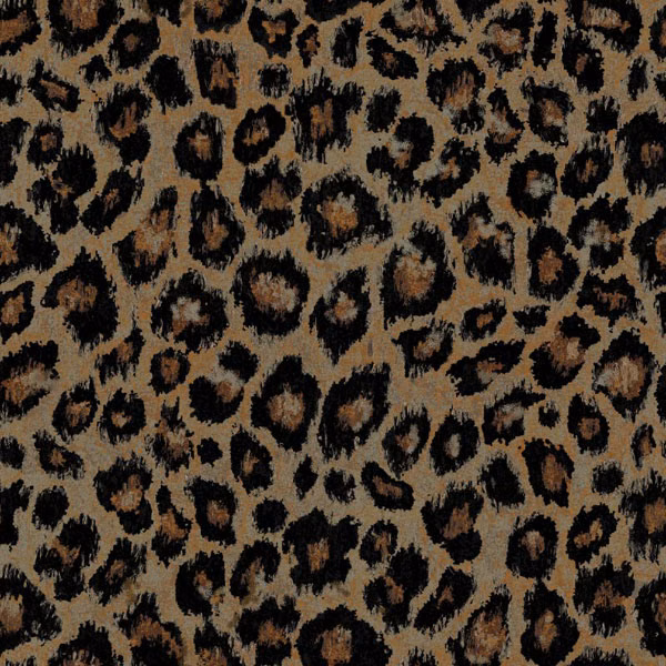 Warm camel-brown woven leopard print with irregular black and tan markings