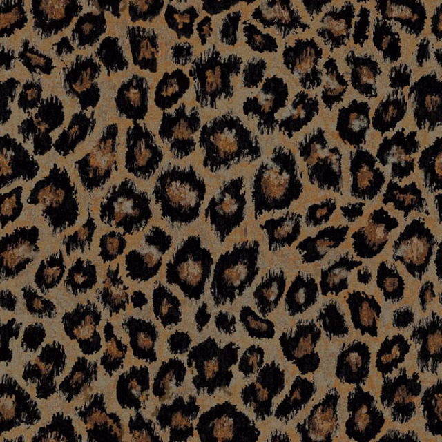 Warm camel-brown woven leopard print with irregular black and tan markings