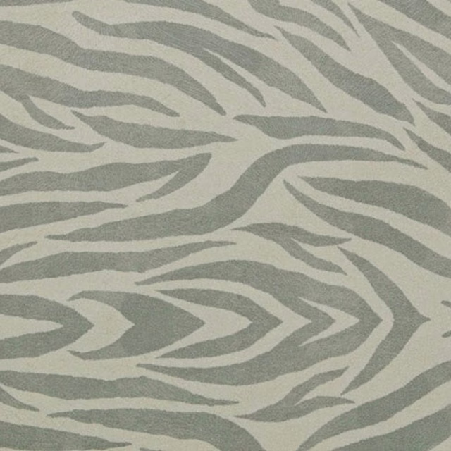 Cool ivory fabric with broad muted grey zebra stripes and a softly textured surface