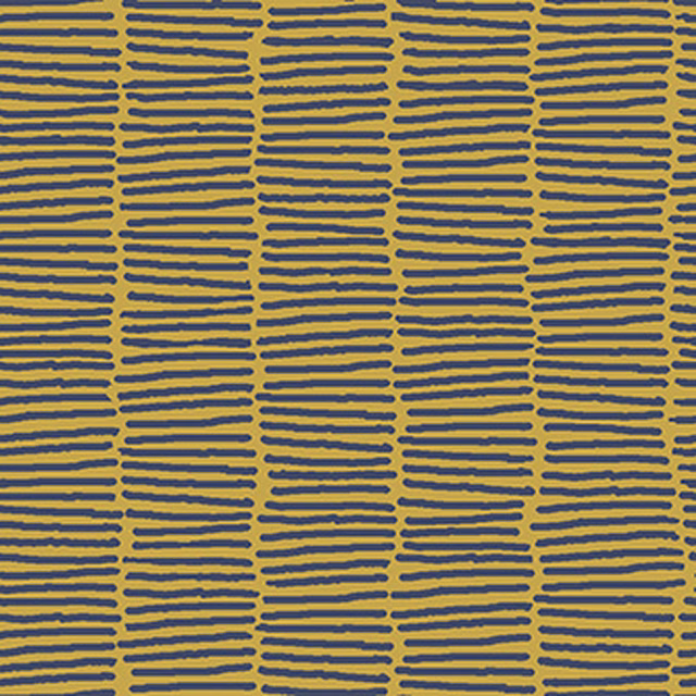 Citrus-yellow textile with irregular navy dash rows and fine woven texture