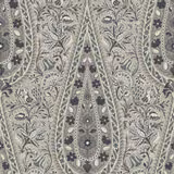 Oyster taupe paisley fabric with muted olive, grey and charcoal botanical motifs