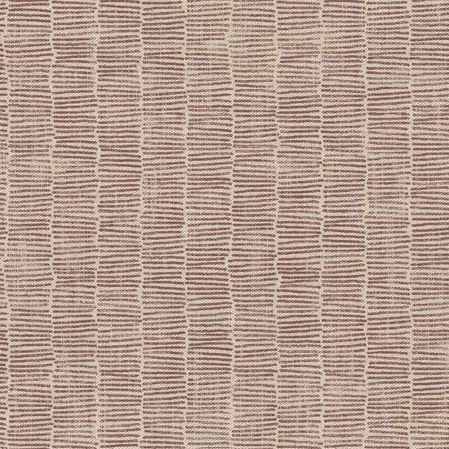 Muted damson-plum woven fabric with pale vertical lines and fine horizontal grid texture