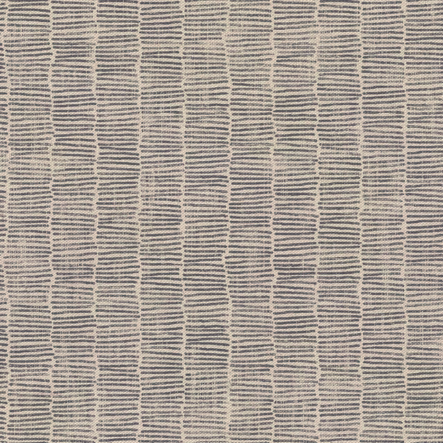 Cool denim-blue and cream woven grid with broken horizontal lines