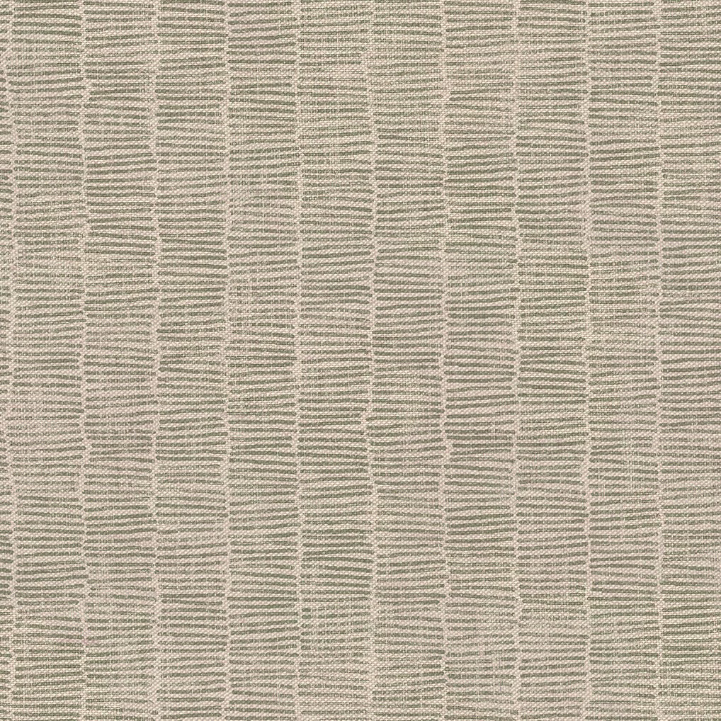 Muted fern-green woven textile with pale vertical bands and tiny horizontal flecks