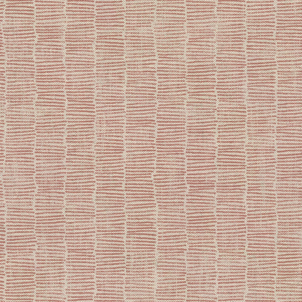 Peach-pink woven textile with ivory vertical lines and fine horizontal ribbing