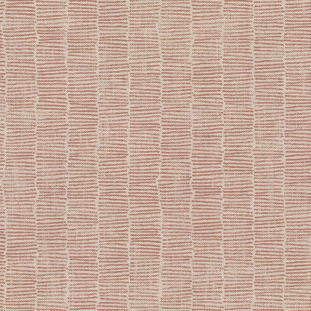 Peach-pink woven textile with ivory vertical lines and fine horizontal ribbing