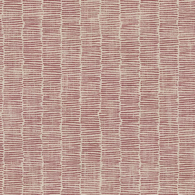 Muted rose and cream woven textile with fine horizontal ribs and vertical grid lines