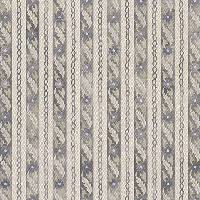 Cool steel-grey fabric with barley leafy stripes, linked motifs and soft woven texture