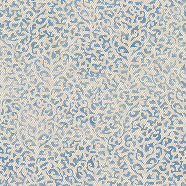 Pale Carolina blue curling marks scattered across a softly cream woven ground
