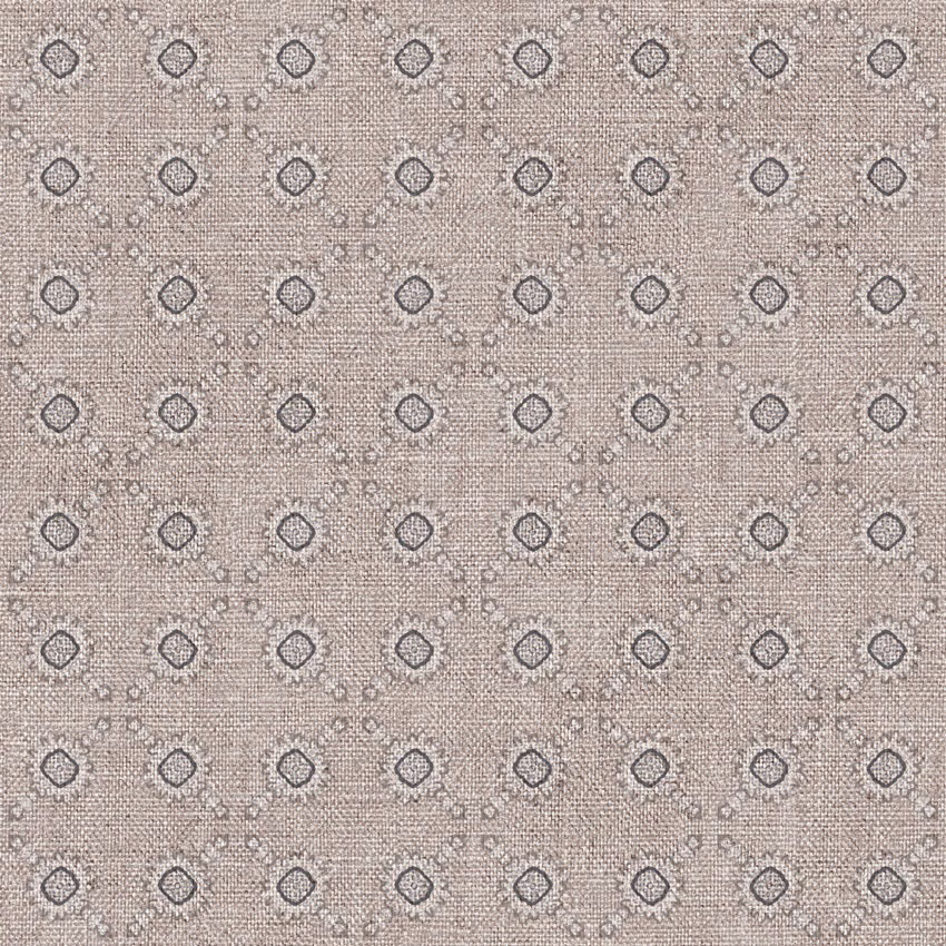 Taupe-beige woven fabric with charcoal diamond spots and tiny pale flecks