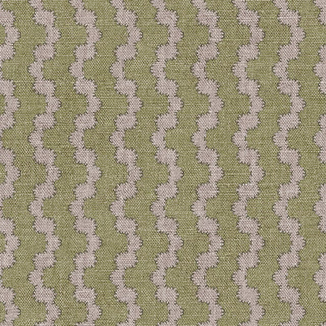Muted olive woven fabric with pale blush vertical waves and tactile grain