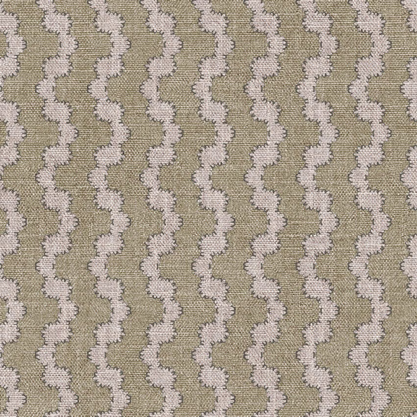 Muted olive-khaki weave with pale blush-ivory vertical wave bands