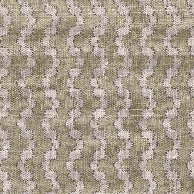 Muted olive-khaki weave with pale blush-ivory vertical wave bands