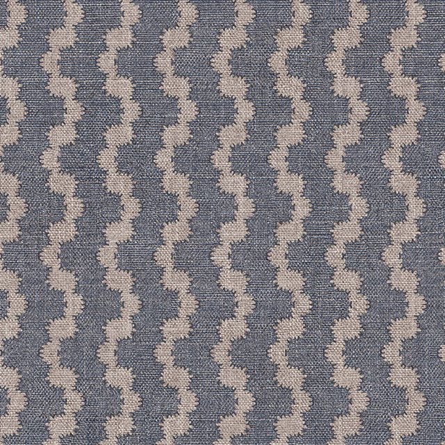 Slate blue-grey woven ground with warm ivory vertical wave motifs and tactile texture