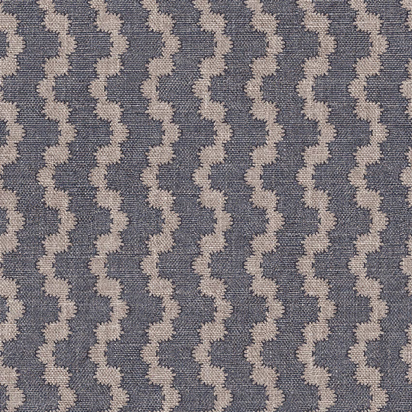 Slate-grey woven ground with repeating oatmeal vertical waves and tactile texture
