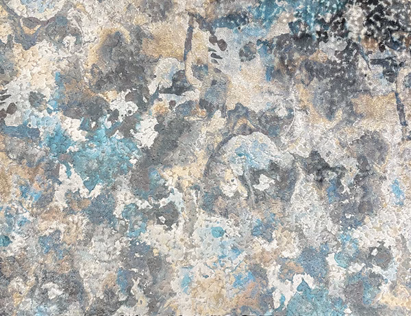 Blue-grey Bellagio textile with turquoise flecks and pale mineral-textured patches