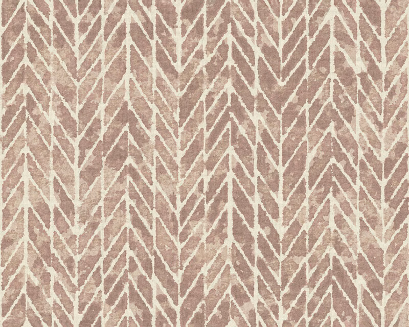 Dusty mauve taupe fabric with pale branching chevron pattern and softly textured surface