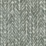 Textured sage-olive fabric with repeated cream vertical chevron and leaf-like rows