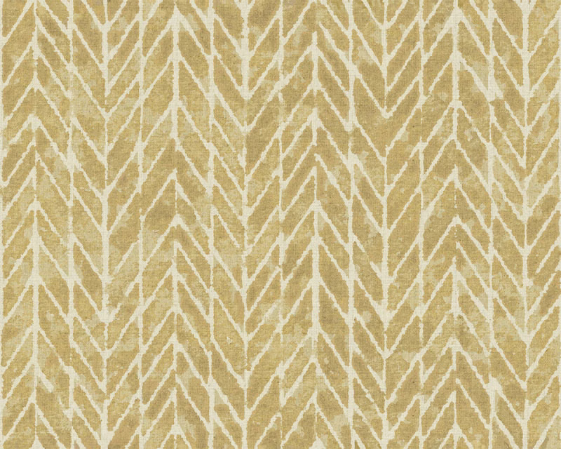 Warm ochre-beige textile with cream branching chevrons and a softly textured surface