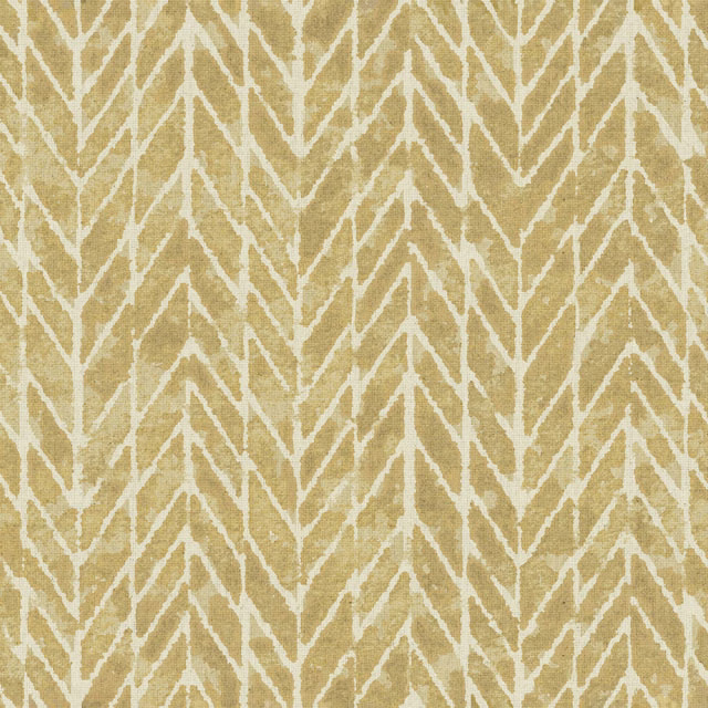 Warm ochre-beige textile with cream branching chevrons and a softly textured surface