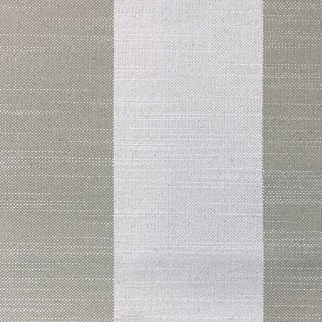 Broad ivory and warm greige vertical stripes in a fine textured woven fabric