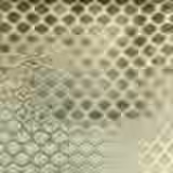 Pale olive woven swatch with mushroom-brown rounded spots and subtle surface sheen