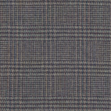 Close-up of muted teal, charcoal and brown woven check with mottled texture