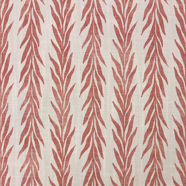 Muted terracotta branching leaf stripes on a warm ivory woven ground
