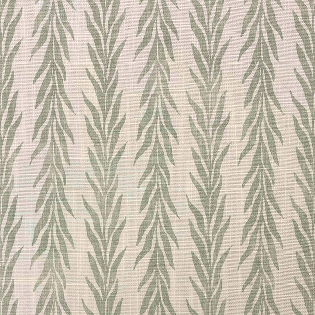 Soft sage leafy fronds on an ivory, subtly textured woven ground