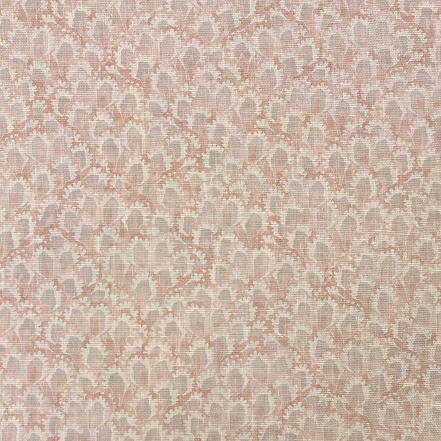 Dusty blush and cream woven floral pattern with soft taupe shading