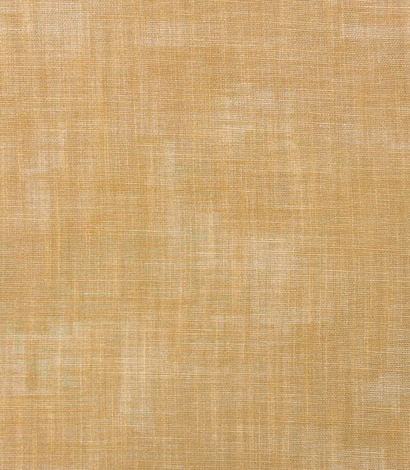 Warm ochre woven fabric with an irregular pale checked texture and linen-like surface