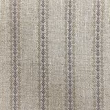 Warm taupe woven fabric with narrow charcoal broken stripes and crosshatched texture