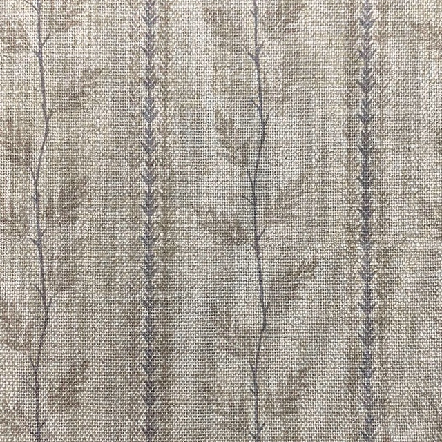 Weathered taupe weave with slate vine stems and muted leafy sprigs