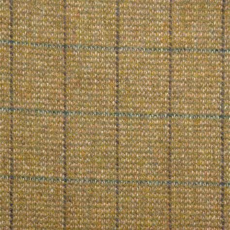 Warm wheat-beige tweed with muted blue-grey and olive medium-scale checks