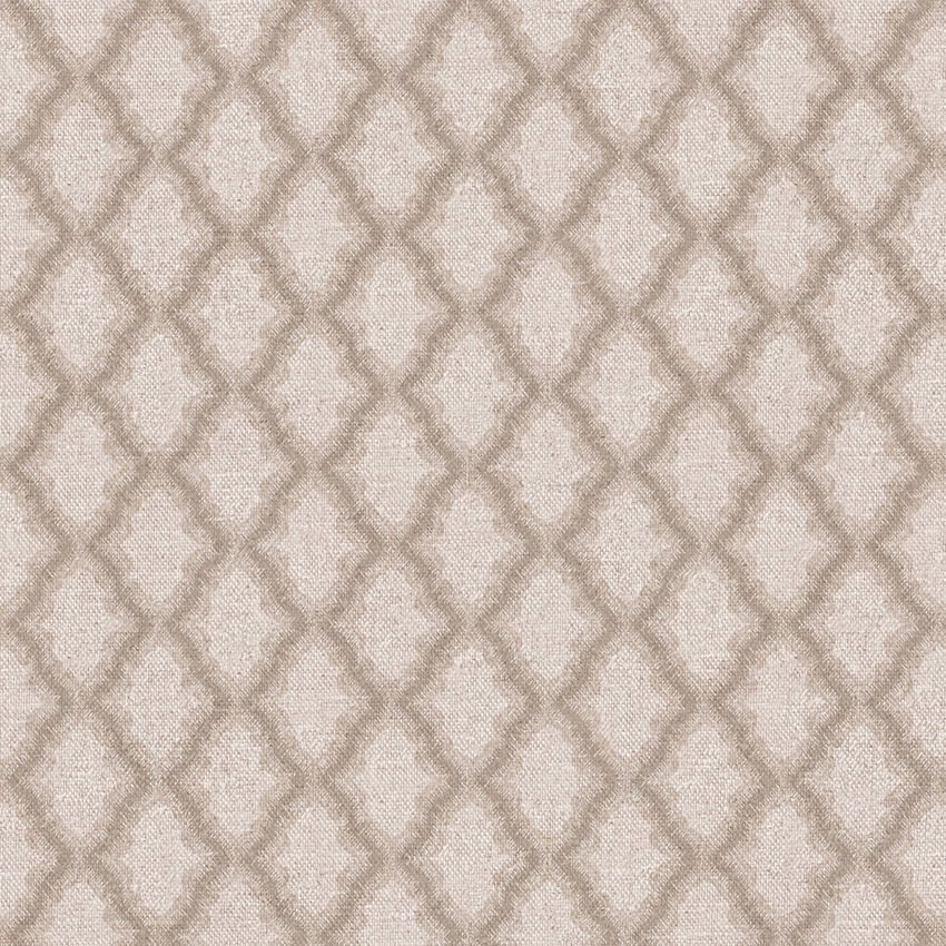 Pale taupe and ivory trellis weave with softly raised, tactile texture