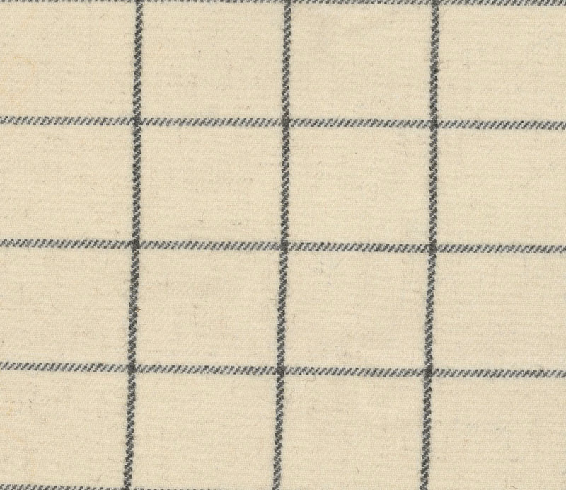 Warm ivory woven check with fine charcoal-grey lines and subtle texture