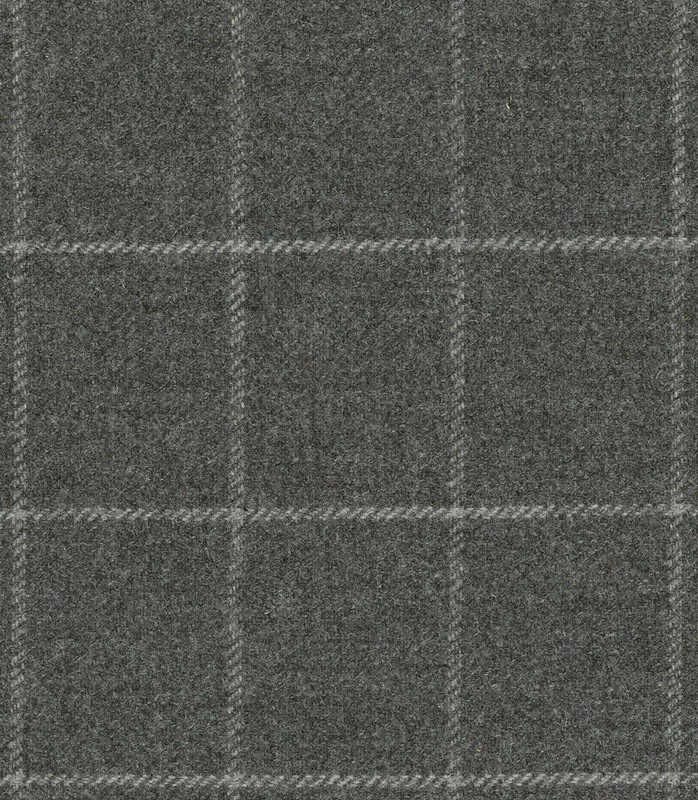 Deep charcoal-grey check with pale flecks and a softly brushed texture