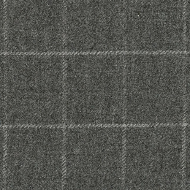 Deep charcoal-grey check with pale flecks and a softly brushed texture