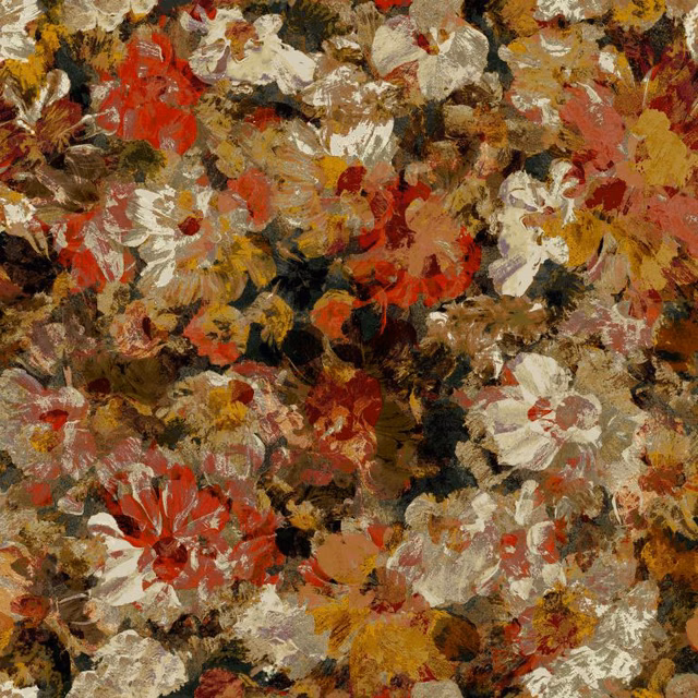 Dense Camille Autumn floral in rust, cream, ochre and deep olive
