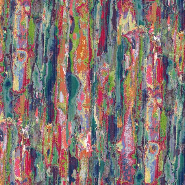Jewel-toned Monet Summer fabric with teal, berry and coral painterly vertical strokes