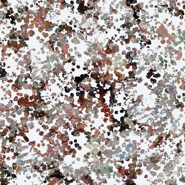 Pale fabric with dusty rose, sage, charcoal and burgundy painterly scattered marks