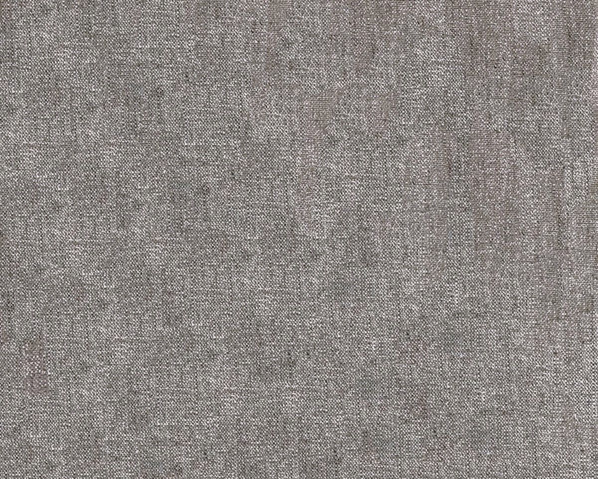 Close-up of soft taupe-grey woven fabric with subtle crosshatch texture