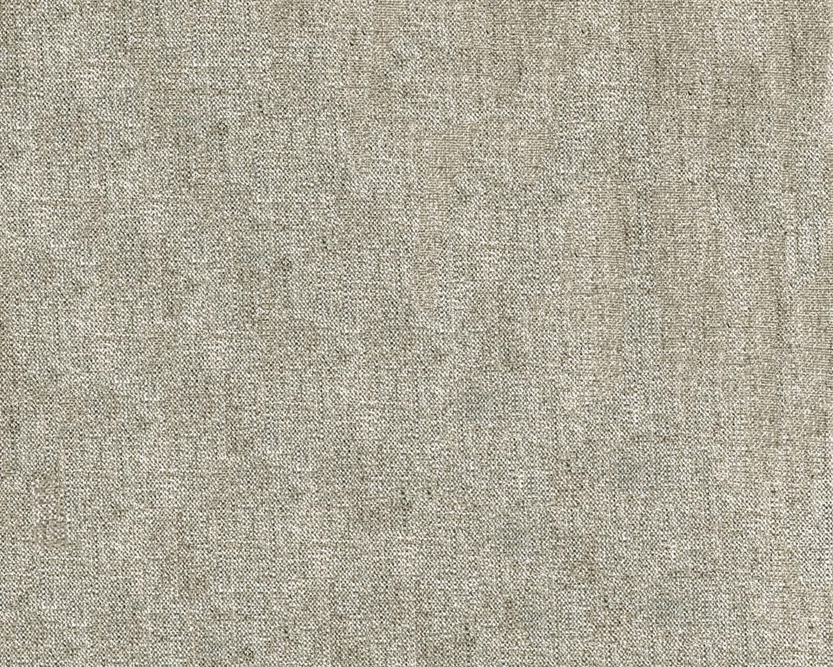 Close-up of softly textured greige taupe woven upholstery fabric with fine mottled threads