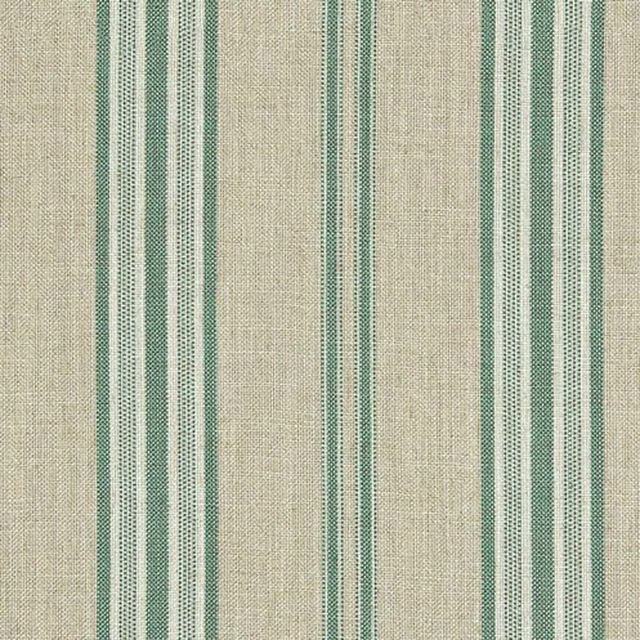 Muted basil green and oatmeal vertical stripes with a fine woven texture