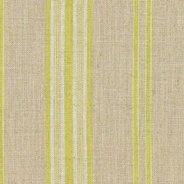Citrus-lime and ivory vertical stripes woven through a natural beige ground