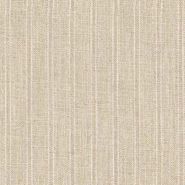 Warm flax-beige woven textile with fine irregular vertical cream and taupe stripes