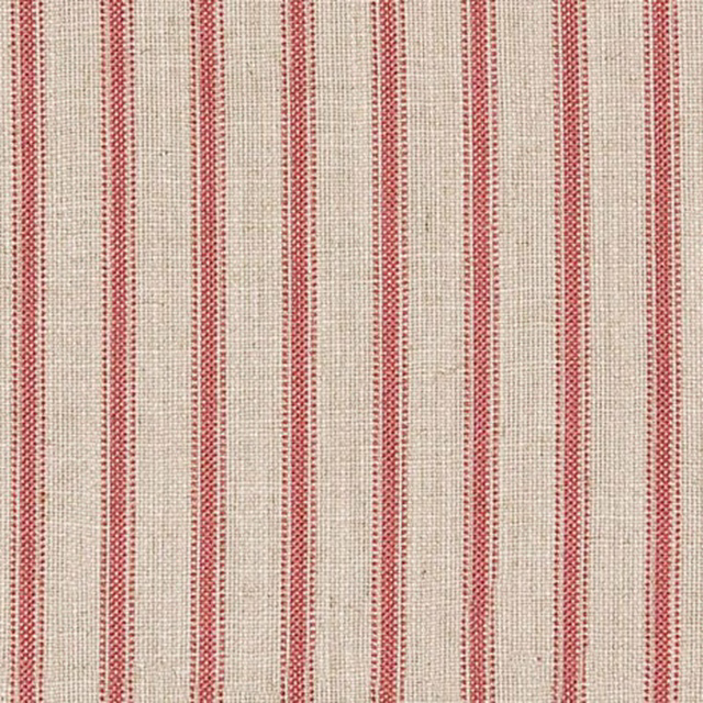 Muted brick-red and cream vertical stripe with a finely textured woven surface