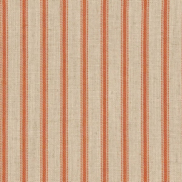 Warm cream woven textile with narrow terracotta vertical stripes and subtle horizontal texture